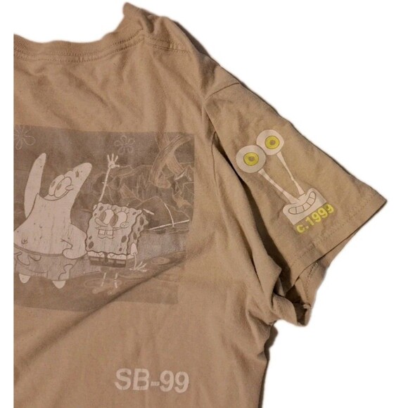 SpongeBob Nickelodeon Medium Grey Distressed Short Sleeve Bikini Bottom T-Shirt - Picture 8 of 8